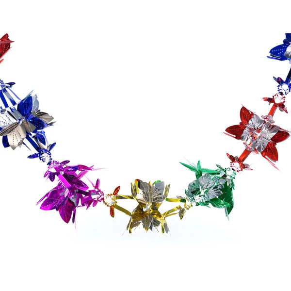 Новогодняя ПВХ гирлянда-растяжка цветок 27см 10секц.2,5м