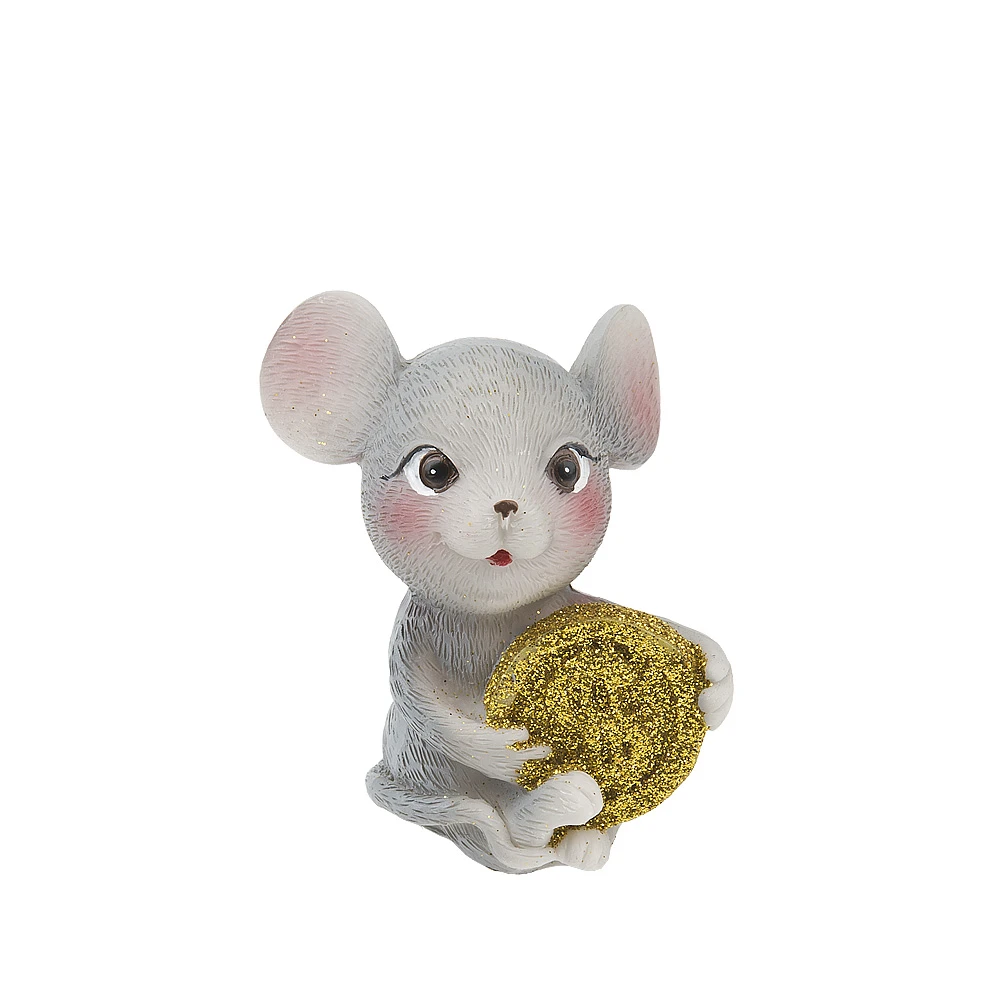 Фигурка декоративная "Мышка с монетой" 5*6*8,5см. (2вида) (min12)