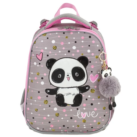 Ранец BRAUBERG PREMIUM, 2 отделения, с брелком, "Funny panda",