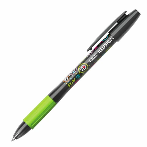 Ручка стираемая гелевая с грипом BIC Gelocity Illusion, ЧЕРНАЯ, корпус черный,