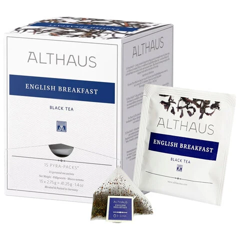 Чай ALTHAUS "English Breakfast" черный, 15 пирамидок по 2,75 г,