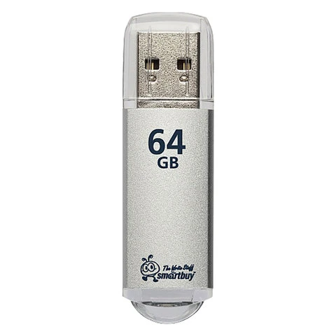Флеш-диск 64 GB, SMARTBUY V-Cut, USB 3.0, металлический корпус, серебристый,