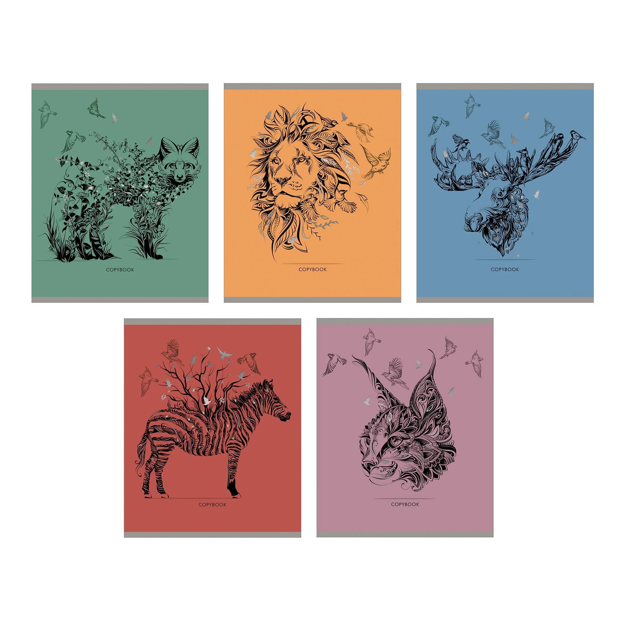 Тетрадь 48 листов клетка скрепка Listoff Wild Animals А5 мелованный картон