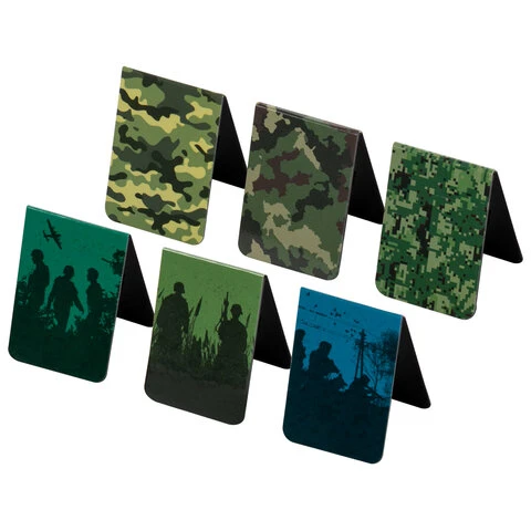 Закладки для книг МАГНИТНЫЕ, "MILITARY", набор 6 шт., 35х25 мм, Закладки для книг МАГНИТНЫЕ, "MILITARY", набор 6 шт., 35х25 мм,