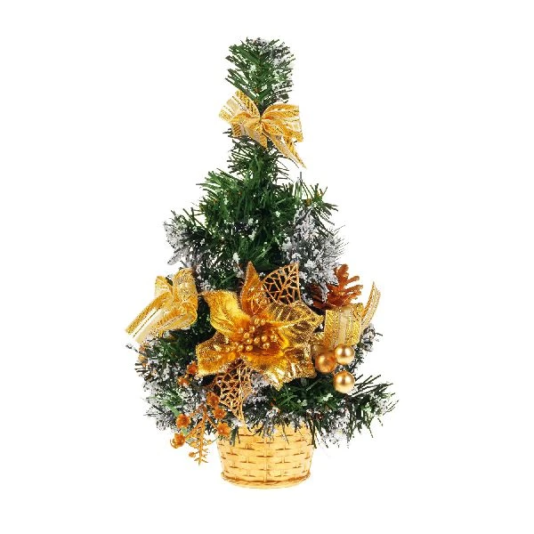 Новогодняя эксклюзивная елка украшенная цветок/шишка/подарок/банты 30см с инеем