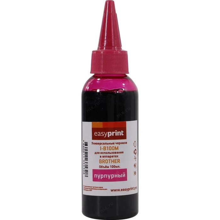 Чернила EasyPrint I-B100M, пурпурный, для Brother, универсальные (100мл)