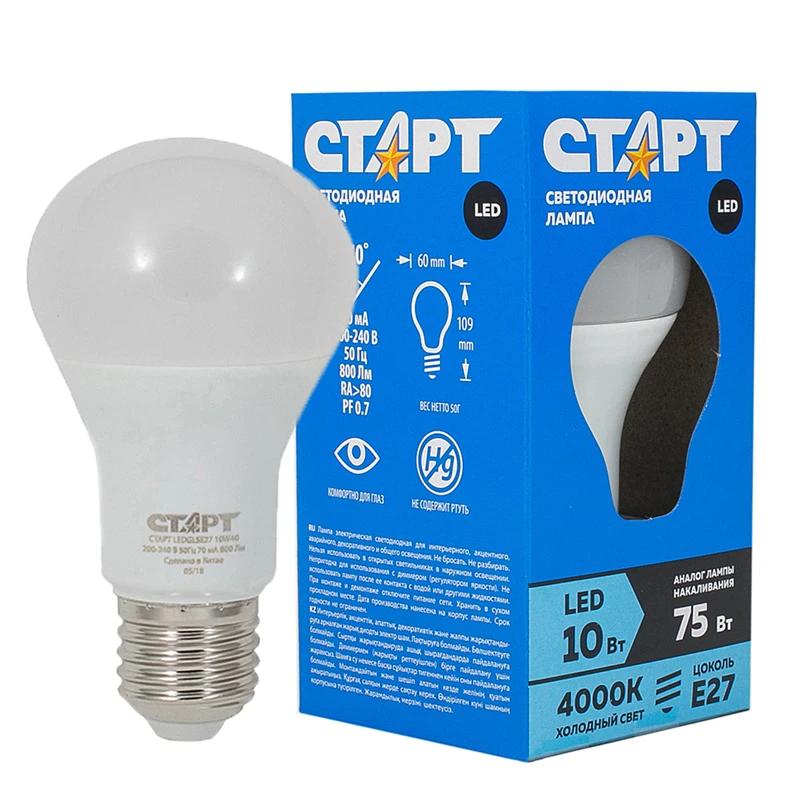 Лампа светодиодная Старт LED, серия "Стандарт" 10W40, тип А Лампа светодиодная Старт LED, серия "Стандарт" 10W40, тип А