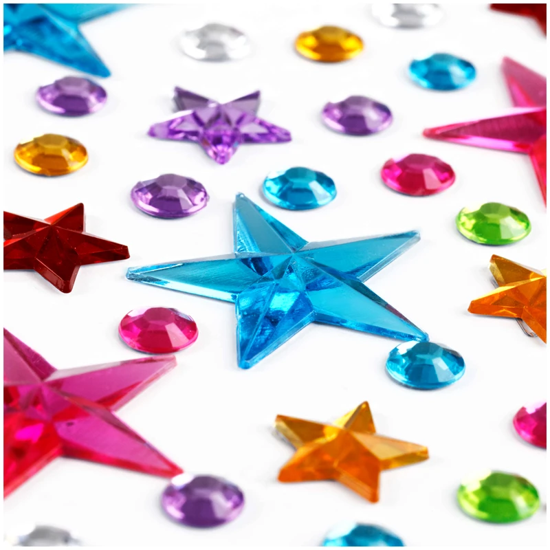 Наклейки акриловые MESHU "Shiny stars", 25*10см, стразы, 137 наклеек,