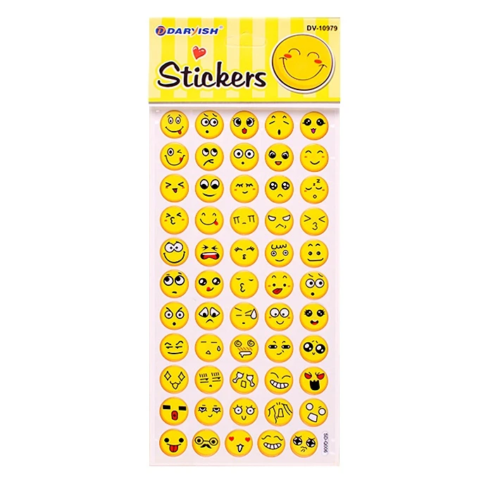 Наклейки объемные "Смайлики" с доп раскраской 12,5*29,5см ассорти Наклейки объемные "Смайлики" с доп раскраской 12,5*29,5см ассорти