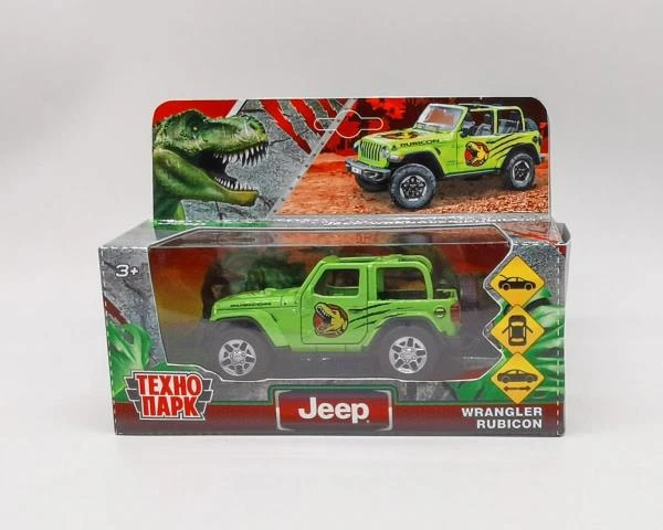 Машина металл JEEP WRANGLER RUBICON ДИНОЗАВРЫ 11 см, двери, баг, инерц,