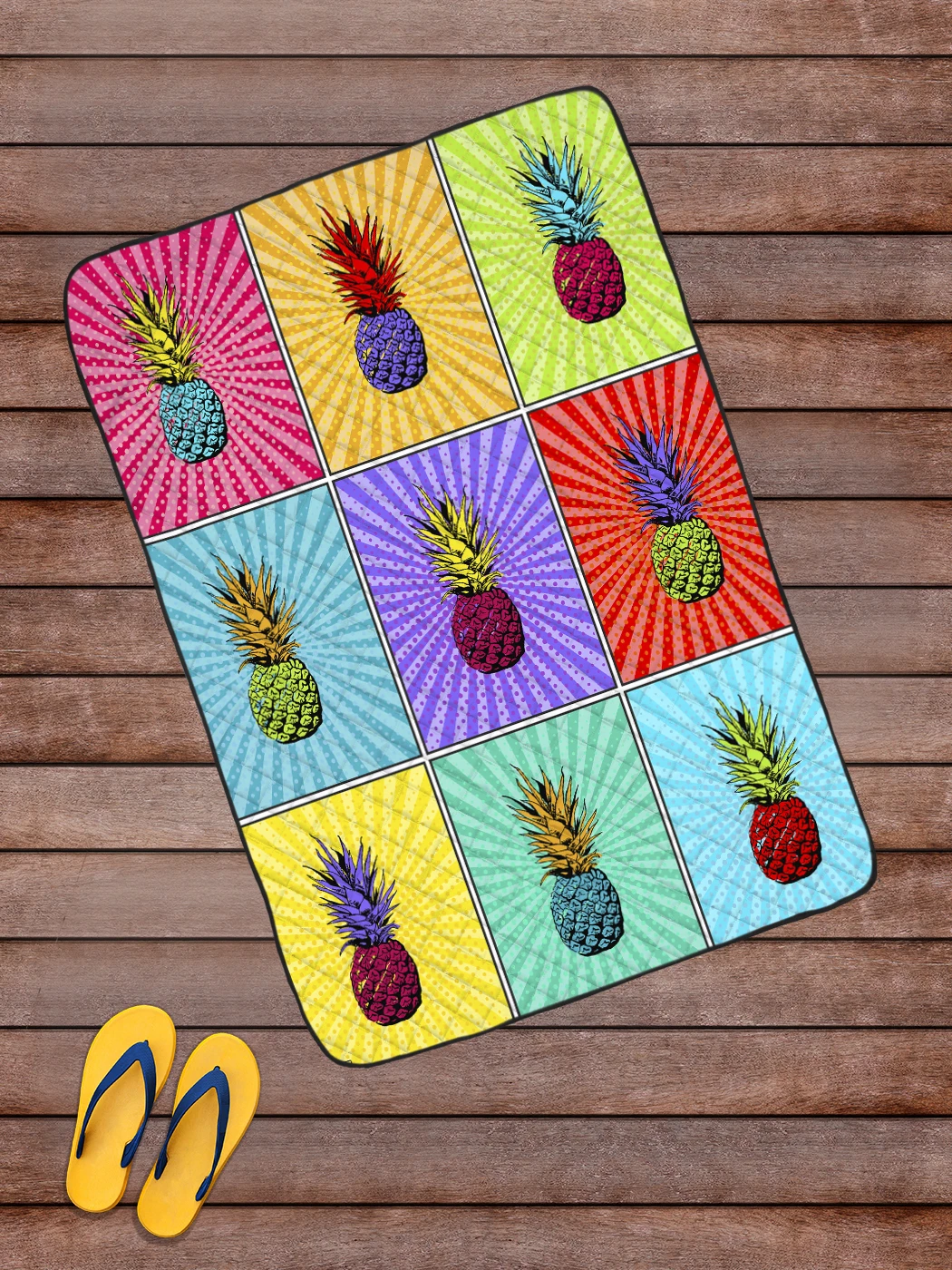 Коврик пляжный стежка sfer.tex Ананасы 145х100 см.