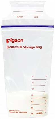Пакеты Pigeon для заморозки и хранения грудного молока 180 мл, одноразового