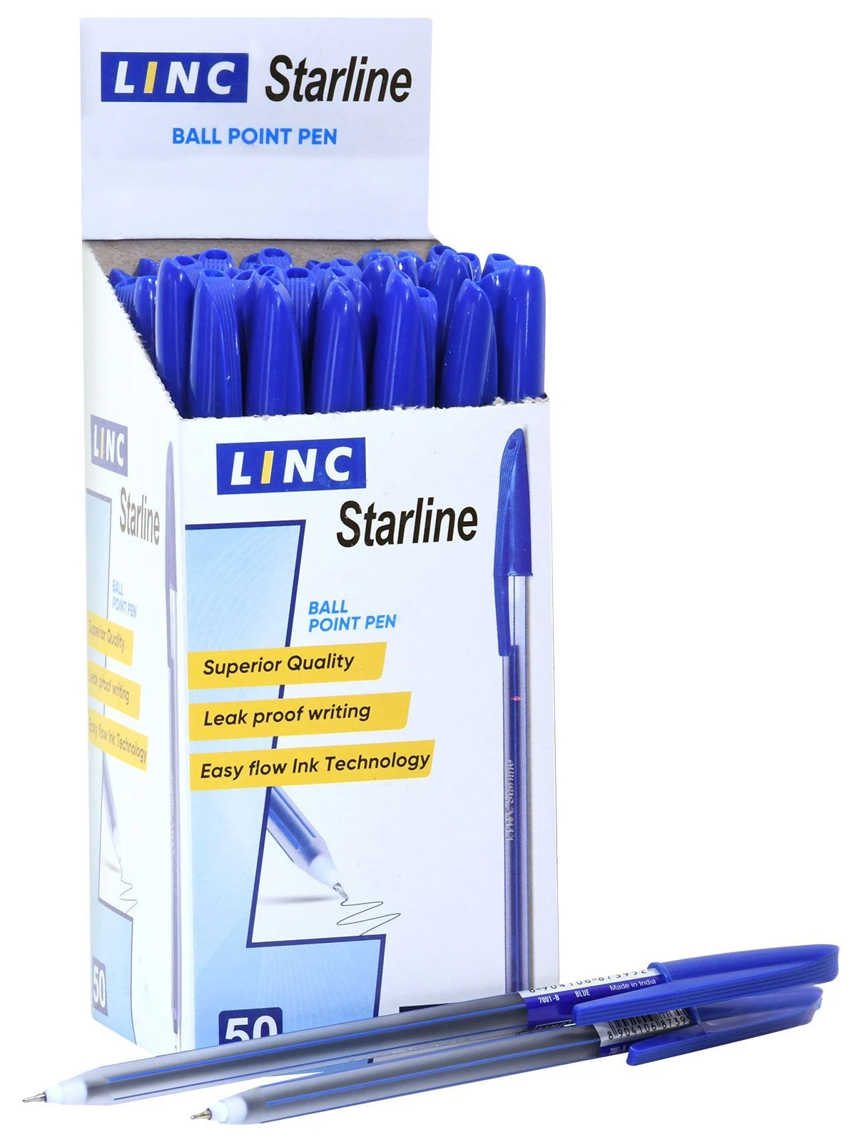Ручка шариковая Linc StarLine синий 0,6 мм прозр. шестигран. корп. игольчатый