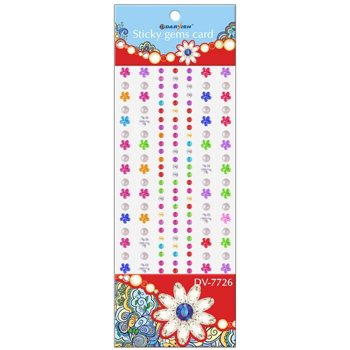 Наклейки-стразы акриловые и перламутровые наклейки-бусины 10*23см