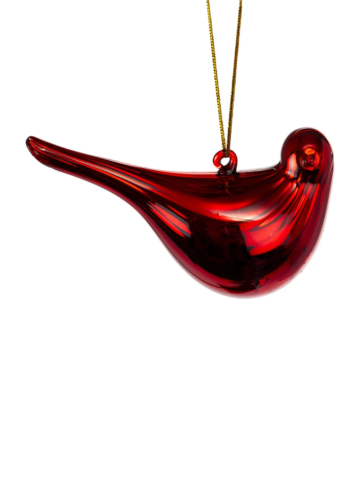Подвеска 11х6см, ПТИЧКА стекло, красная