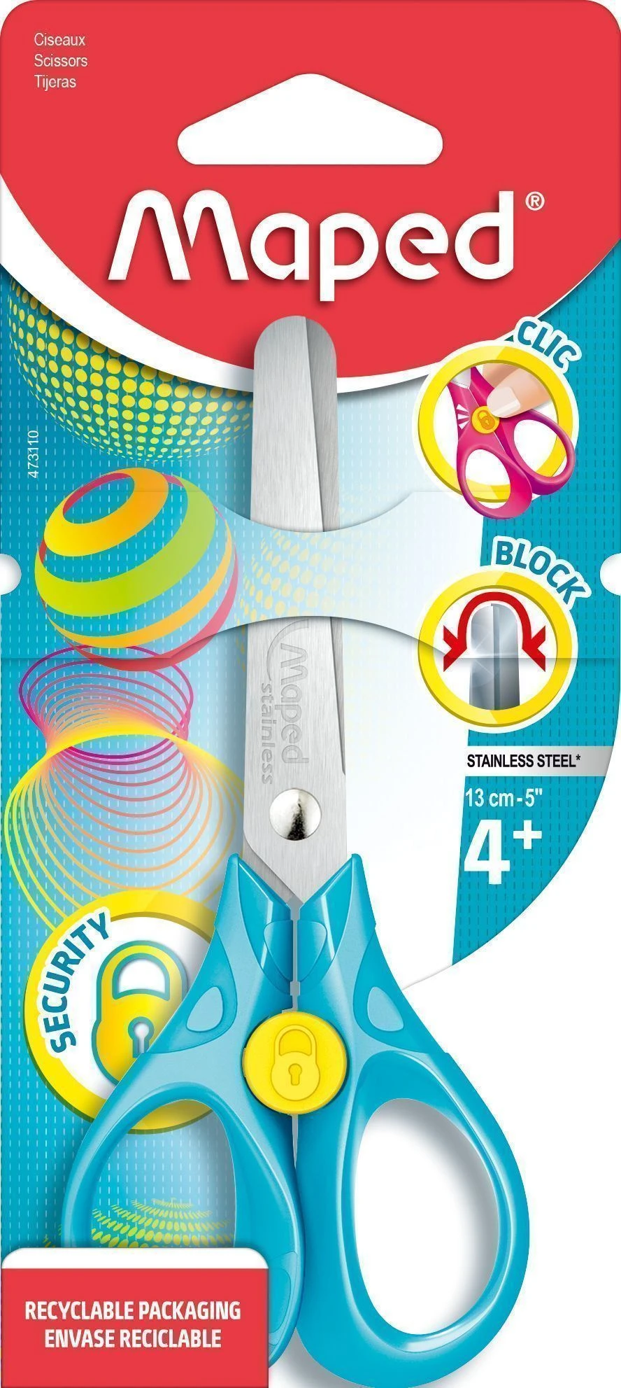 Ножницы MAPED SECURITY 3D 130 мм, ручки пластиковые