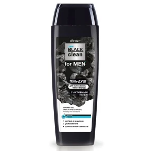 ВИТЭКС BLACK CLEAN FOR MEN ГЕЛЬ-ДУШ с активным углем для мытья волос, тела и