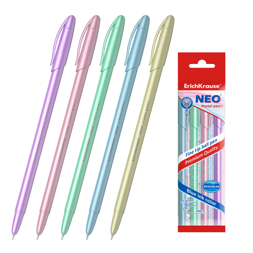 Ручка шариковая ErichKrause® Neo® Pastel pearl, цвет чернил синий (в пакете по 4