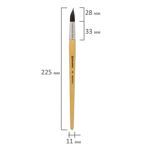 Кисть BRAUBERG, беличья, круглая, № 10, 200187