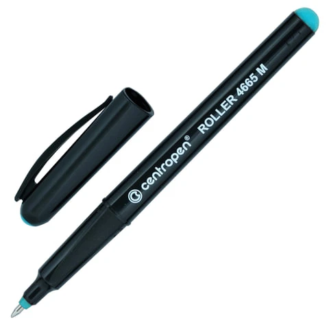 Ручка-роллер CENTROPEN, ЗЕЛЕНАЯ, трехгранная, корпус черный, узел 0,7 мм, линия