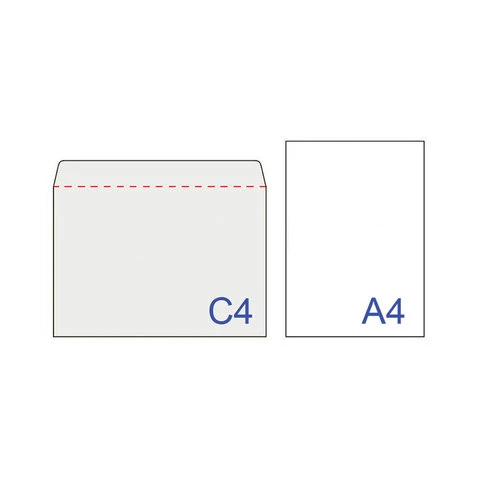 Конверты С4, КОМПЛЕКТ 500 штук, отрывная полоса STRIP, белые, 229х324 мм