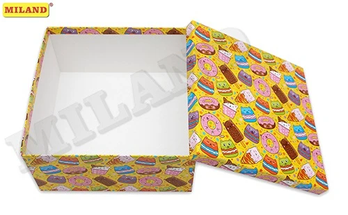 Одинарная квадратная коробка "Вкусняшки" 23 х 23 х 12 см ПП-3501