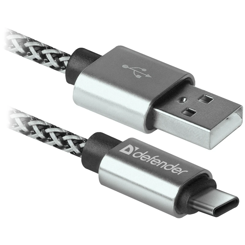 Кабель Defender USB09-03T PRO USB(AM) - C  Type, 2.1A output, в оплетке, 1m,