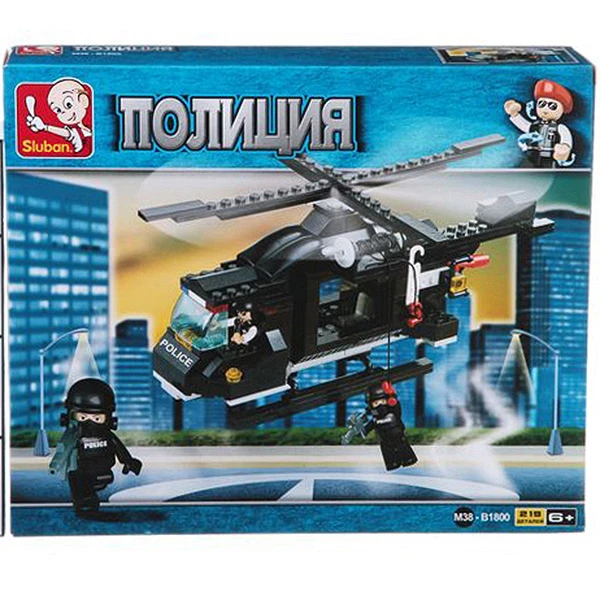 Констр.SLUBAN пласт.вертолёт полиции, ВОХ, 219 дет.,арт.M38-B1800R.