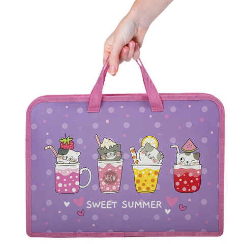 Папка на молнии с ручками ЮНЛАНДИЯ А4, 1 отделение, пластик, ширина 40 мм, Папка на молнии с ручками ЮНЛАНДИЯ А4, 1 отделение, пластик, ширина 40 мм,