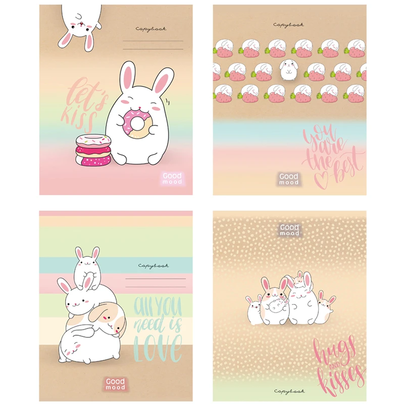 Тетрадь 48л., А5, клетка, BG "White rabbit", матовая ламинация