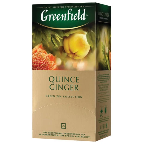 Чай GREENFIELD (Гринфилд) "Quince Ginger", зеленый, айва-имбирь, 25