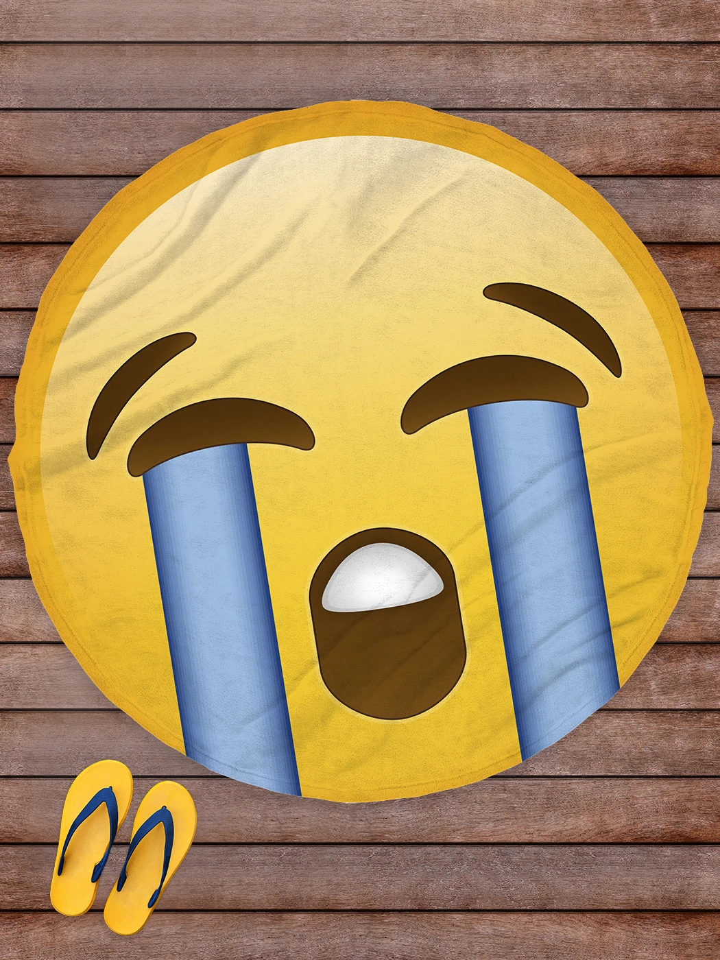 Покрывало пляжное флис sfer.tex смайлик Emoji 145 см. круг