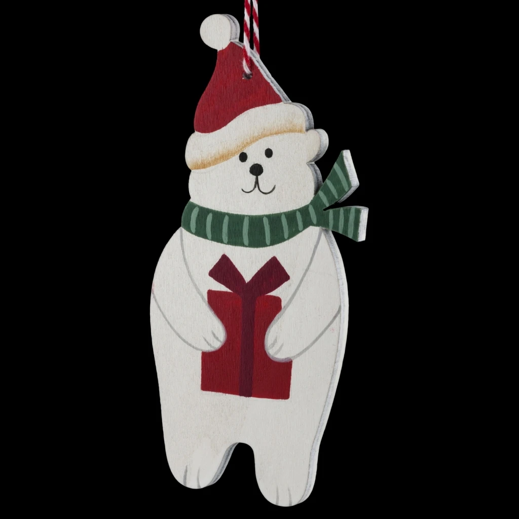 Украшение ErichKrause® Decor Мишка с подарком 14см, дерево Украшение ErichKrause® Decor Мишка с подарком 14см, дерево