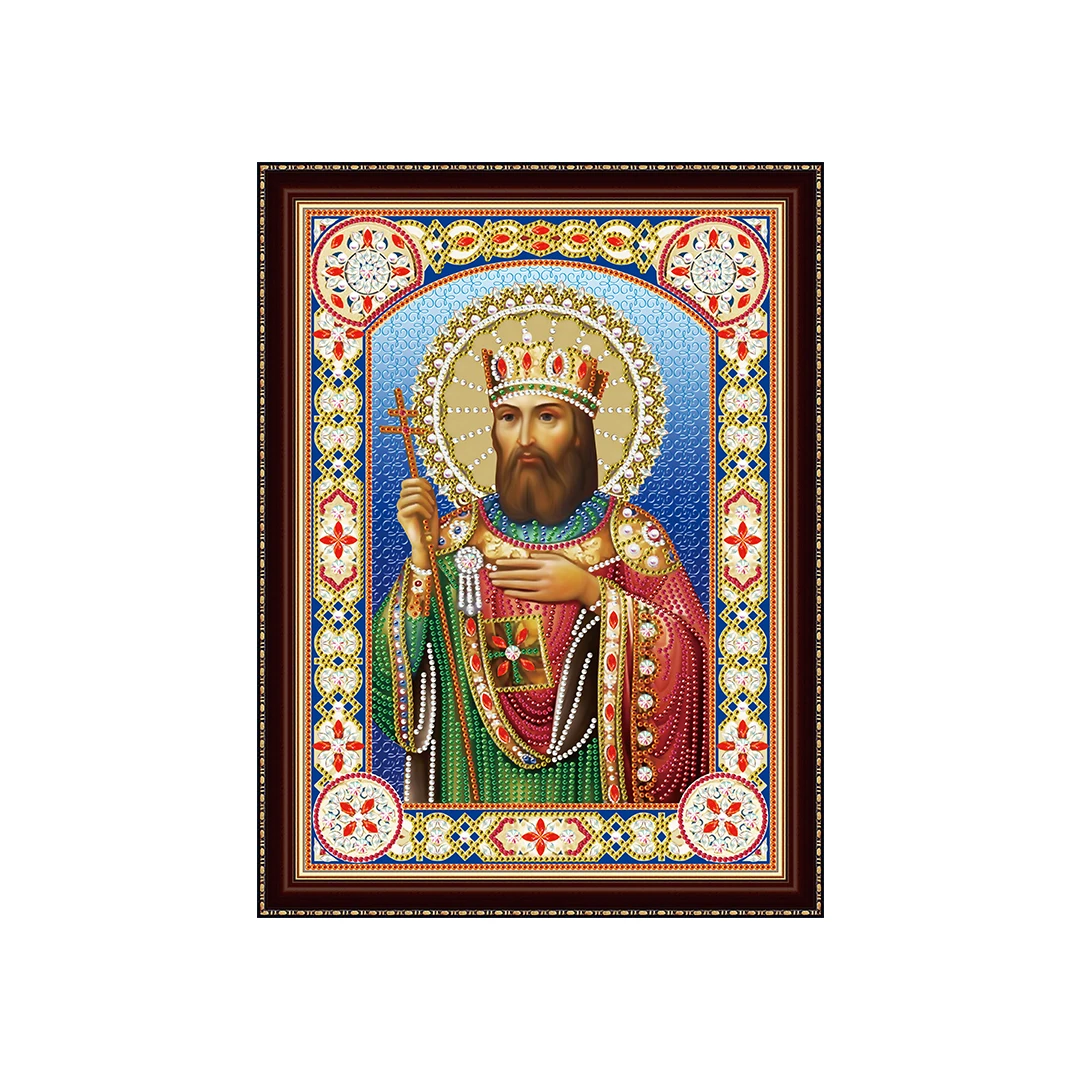 Алмазная мозаика 30х40см с подр.c част.зап.(блест) Святой Равноапостольный Царь
