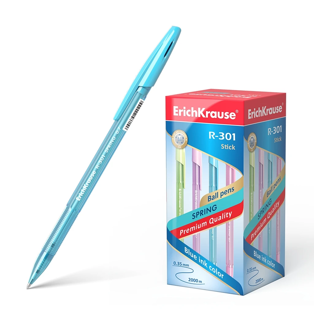Ручка шариковая ErichKrause® R-301 Spring Stick 0.7, цвет чернил синий (в