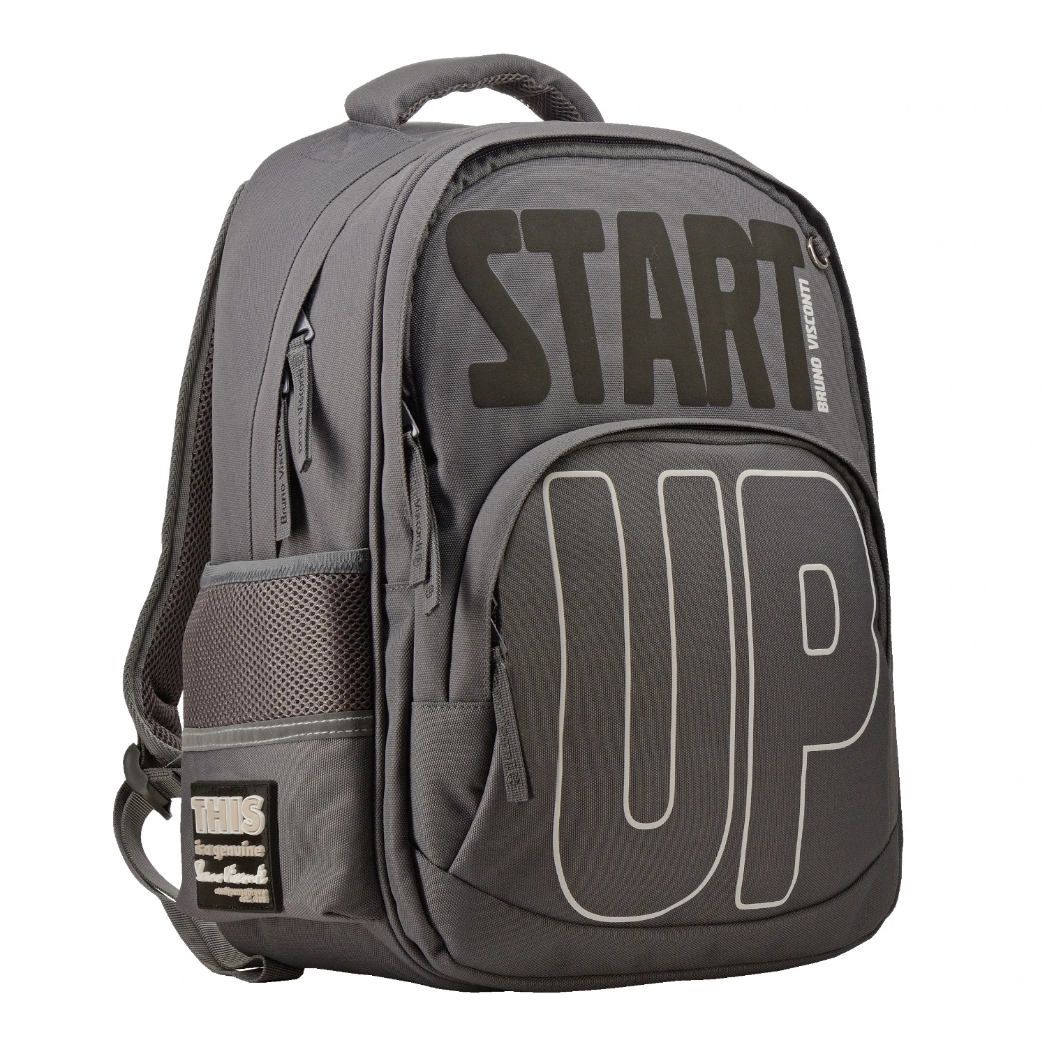 РЮКЗАК СЕРЫЙ С ЭРГОНОМИЧНОЙ СПИНКОЙ "START UP"