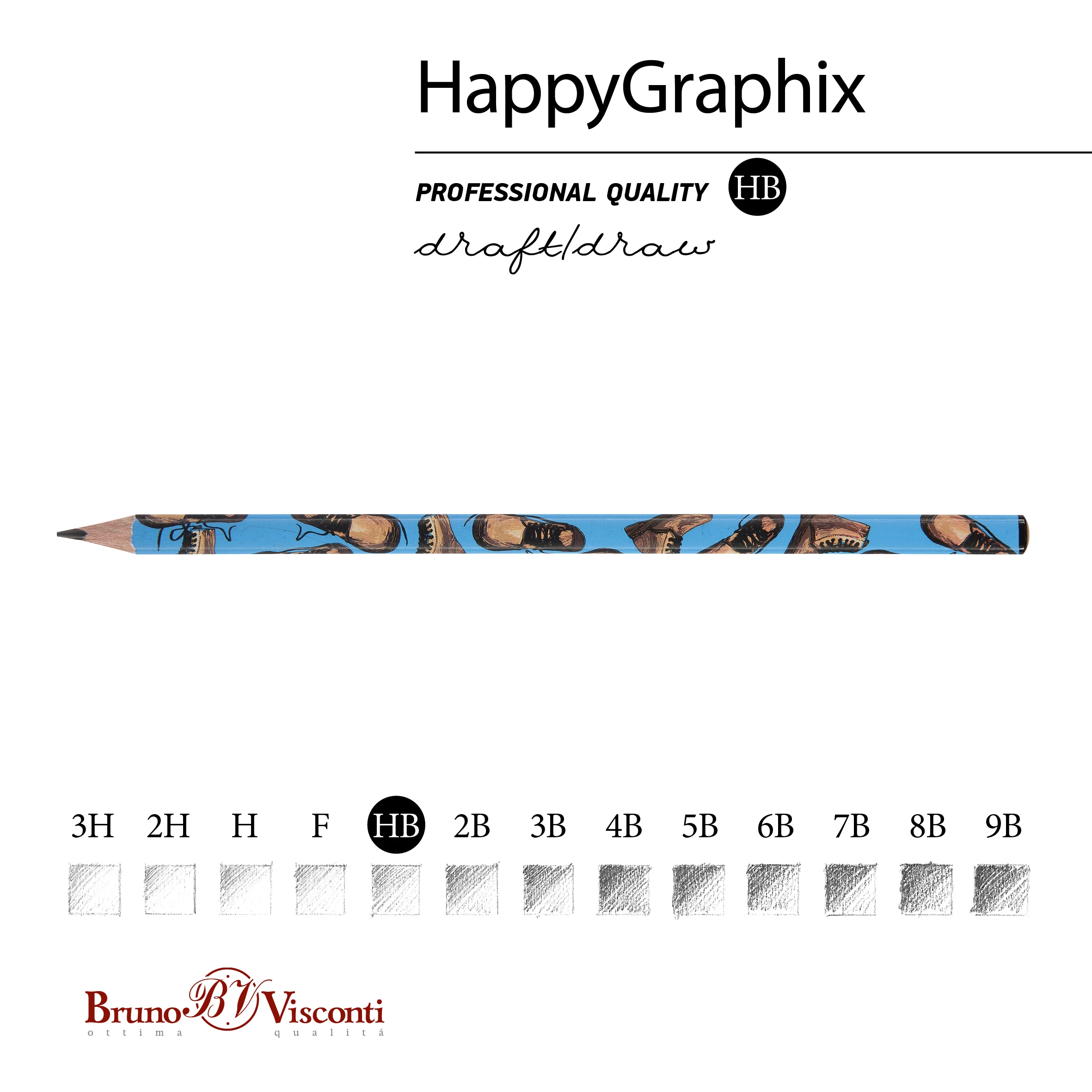 КАРАНДАШ ЧЕРНОГРАФИТОВЫЙ "HappyGraphix. Boots. Синие ботинки" НВ