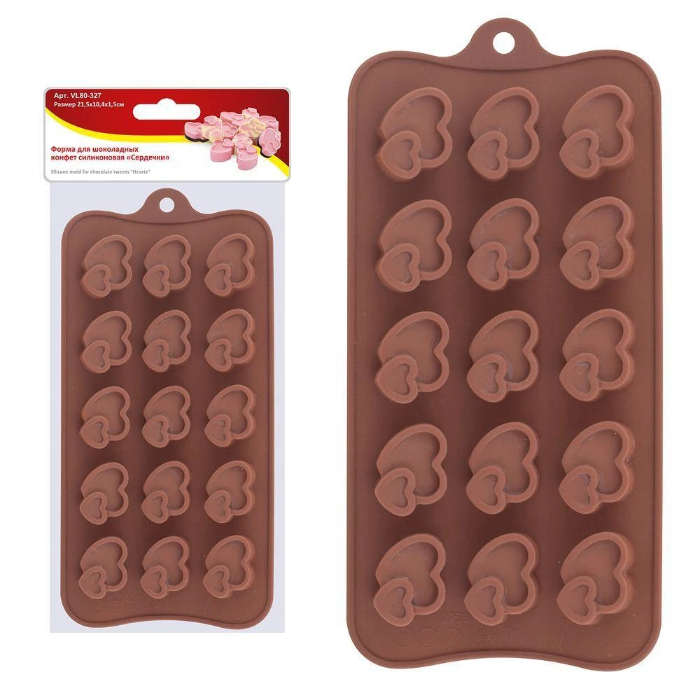 Форма для шоколадных конфет силиконовая "Сердечки"