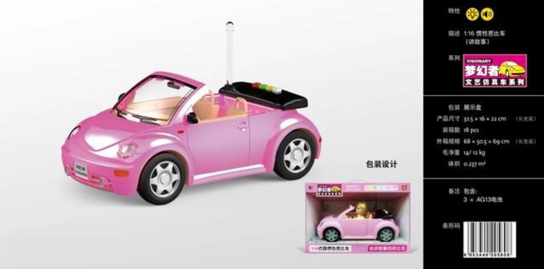 Машина розовая, коробка