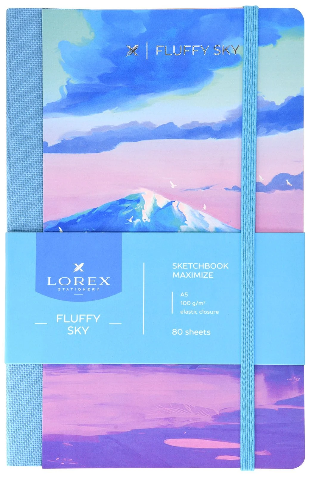 Скетчбук LOREX MAXIMIZE FLUFFY SKY 100 г/м2 80 л. А5 тв.обл. soft touch фольга