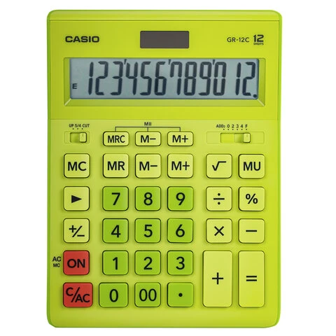 Калькулятор настольный CASIO GR-12С-GN (210х155 мм), 12 разрядов, двойное