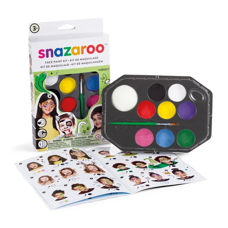 Набор красок для детского грима Snazaroo, 08цв*2мл, аксессуары, карт.коробка