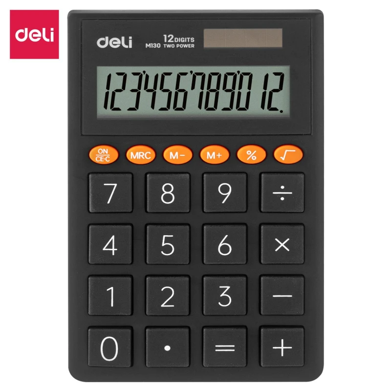 Калькулятор карманный Deli EM130, 12-р, дв.пит., 70.2x8.5x112.2 мм, темно-серый