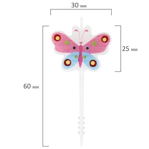 Свечи фигурные для торта на шпажках "Бабочки, божьи коровки", 5 шт,