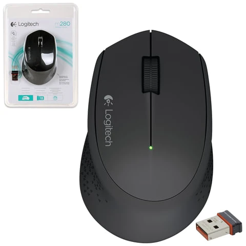 Мышь беспроводная LOGITECH M280, 2 кнопки + 1 колесо-кнопка, оптическая, черная,