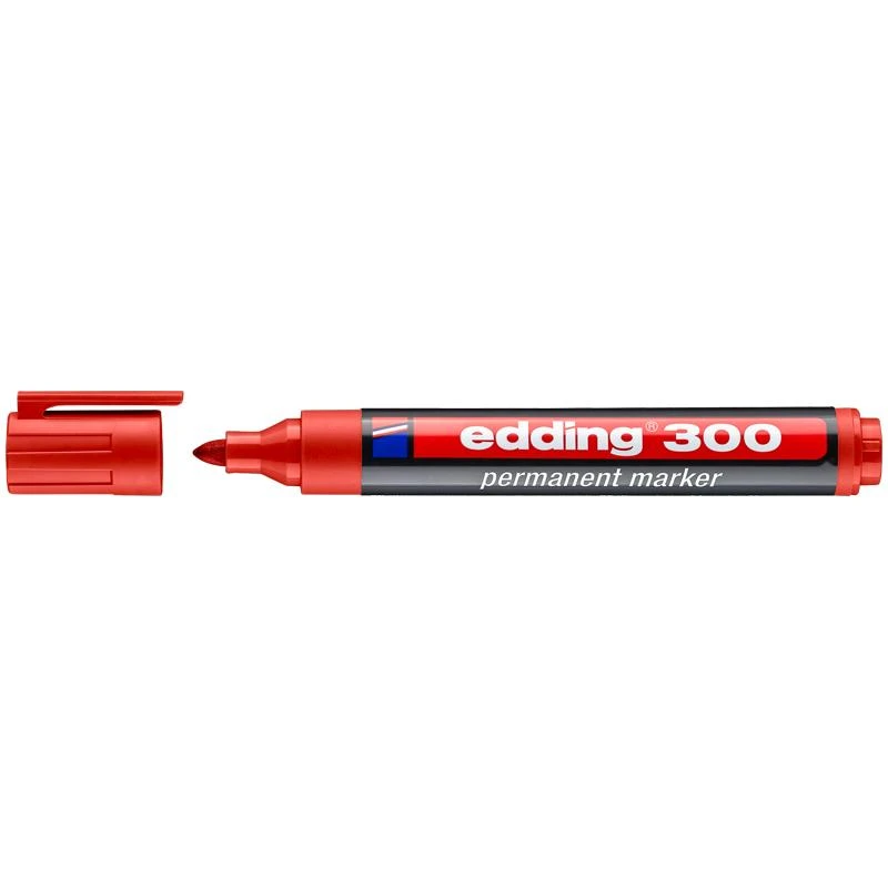 Маркер перманентный Edding "300" красный, пулевидный, 1,5-3,0мм.