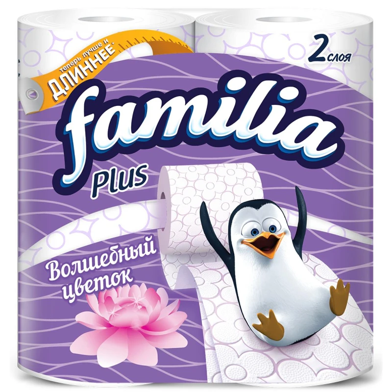 Бумага туалетная FAMILIA PLUS волшебный цветок 2сл 4рул/уп