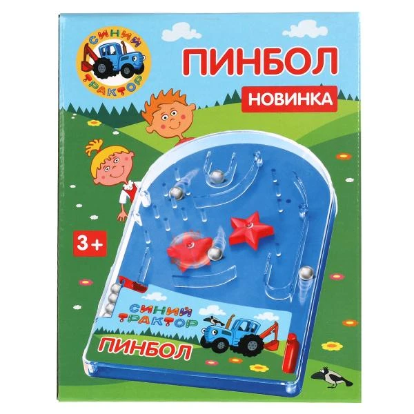 Настольная игра пинбол Синий ТРАКТОР кор.19,5*14,5*3см. ИГРАЕМ ВМЕСТЕ