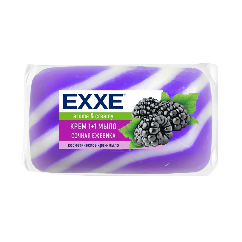 Крем-мыло EXXE 1+1 Ежевика 80гр фиолетове полосатое штучное 1шт