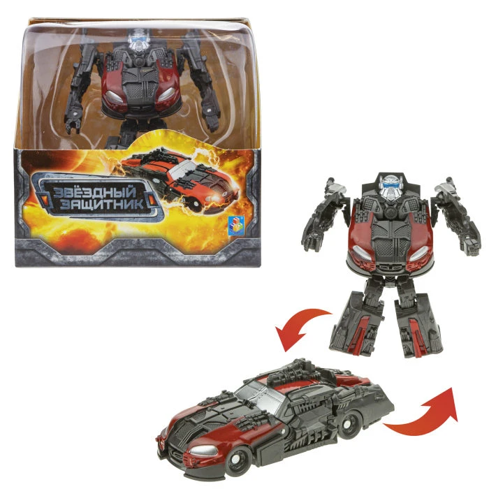 1TOY Звёздный защитник, робот-трансформер 9 см, собирается в спорт. автомобиль 1TOY Звёздный защитник, робот-трансформер 9 см, собирается в спорт. автомобиль